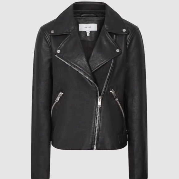 Reiss Jackets & Blazers - Brand New Reiss Grays Leather Biker Jacket in Black